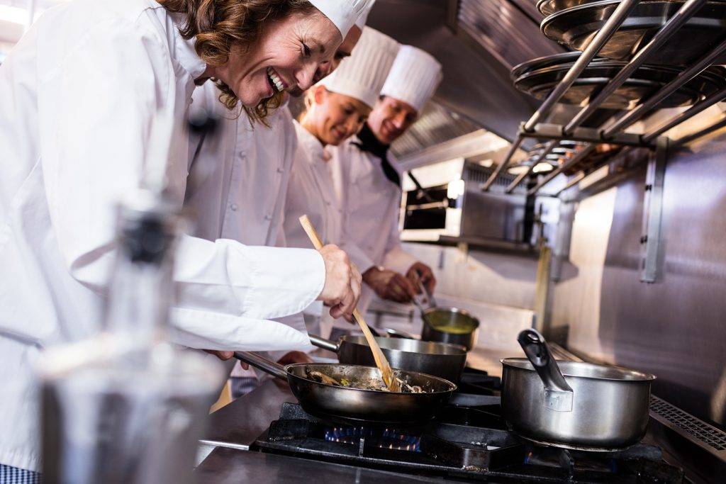 Chefs Preparing Food Kitchen Restaurant Gas Hobs