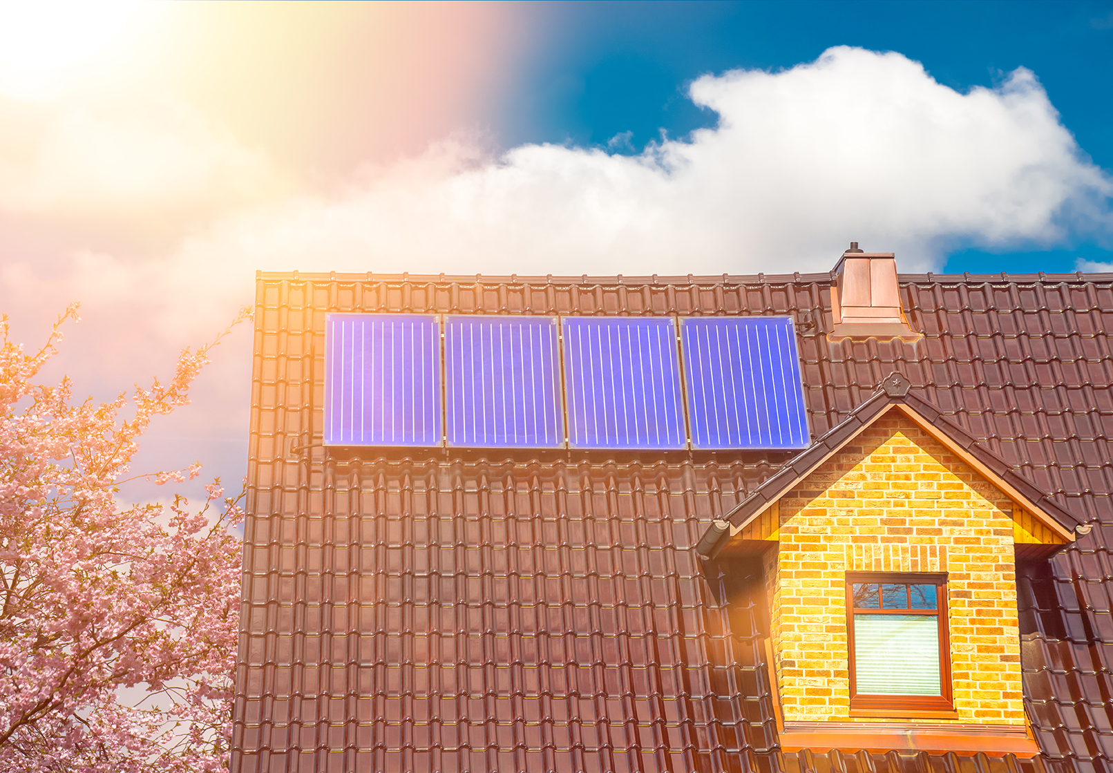 Solar Thermal System On A Family House